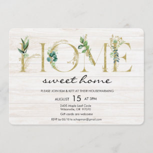 Alphabet Leaf Housewarming Invitation