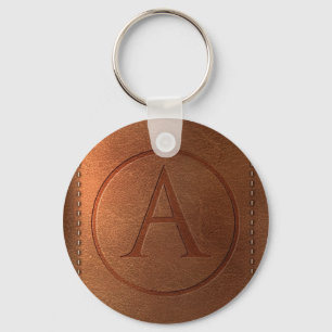 alphabet leather letter A Keychain