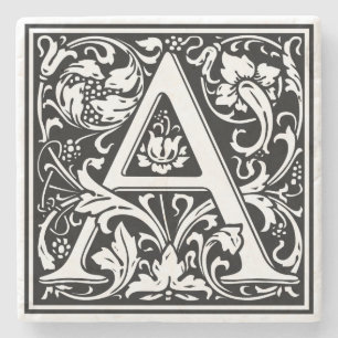 Alphabet Letter A Vintage Stone Coaster