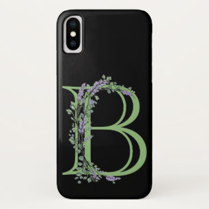 Alphabet letter B watercolor Lavender Eucalyptus Case-Mate iPhone Case
