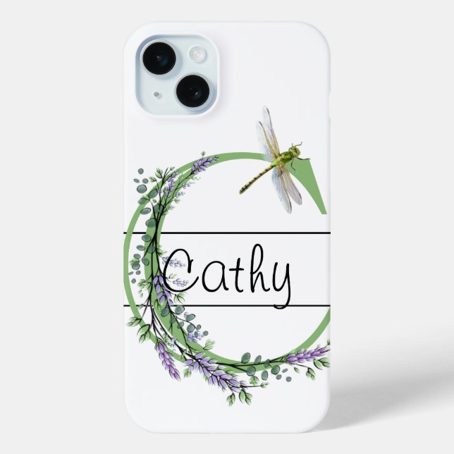 Alphabet letter C, watercolor Lavender Dragonfly Case-Mate iPhone Case (Back)