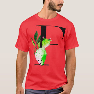 Alphabet letter F with watercolor cactus and leave T-Shirt