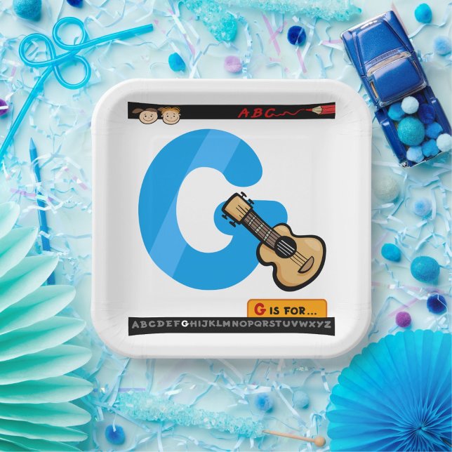 Alphabet Letter G is for Guitar Paper Plate (Creator Uploaded)