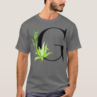 Alphabet letter G with watercolor cactus and leave T-Shirt