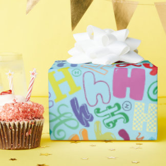 Alphabet Letter H Wrapping Paper - Blue