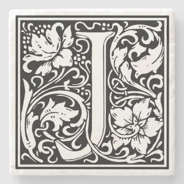 Alphabet Letter J Vintage  Stone Coaster (Front)