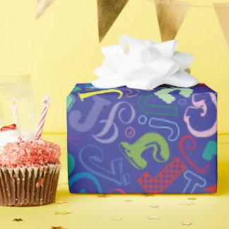 Alphabet Letter J Wrapping Paper - Blue