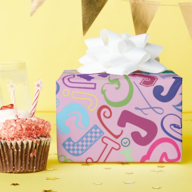 Alphabet Letter J Wrapping Paper - Pink (Birthday Party)