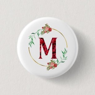 Alphabet Letter M  1 Inch Round Button