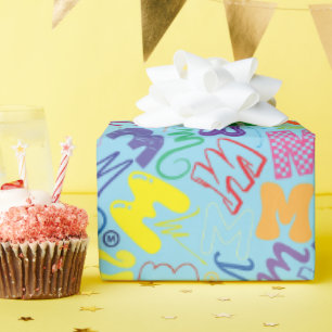 Alphabet Letter M Wrapping Paper - Blue