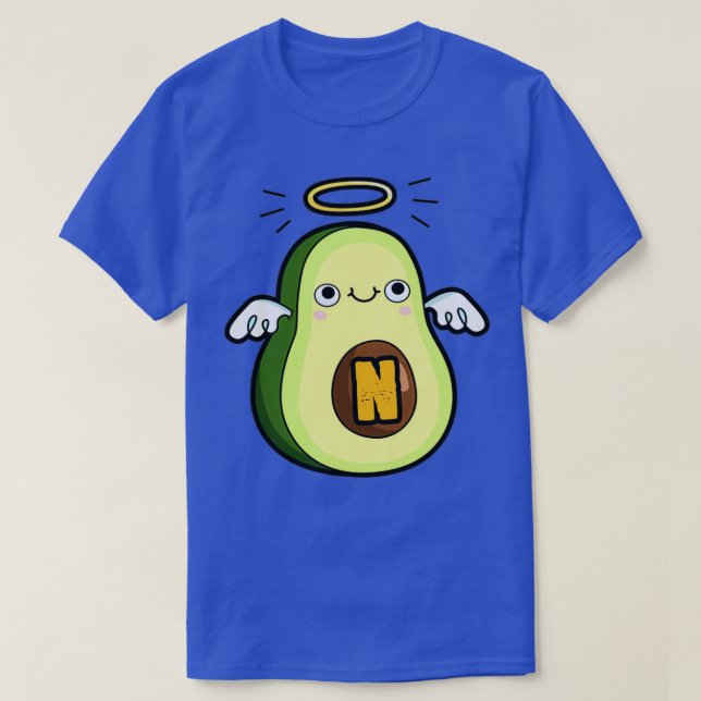 Alphabet Letter N Cute Holy Guacamole Avocado T-Shirt (Design Front)
