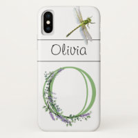 Alphabet letter O Lavender Eucalyptus Dragonfly