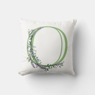 Alphabet letter O Lavender Eucalyptus monogram Throw Pillow