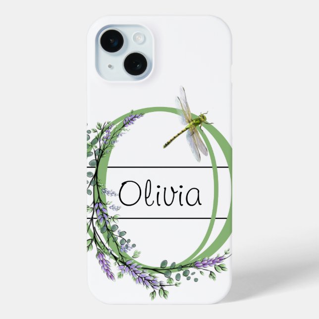 Alphabet letter O, watercolor Lavender Dragonfly Case-Mate iPhone Case (Back)