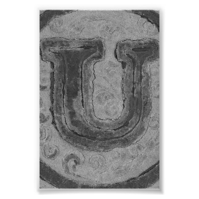 Alphabet Letter Photography U4 Black and White 4x6 Photo Print (Front)