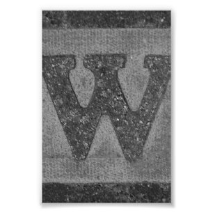 Alphabet Letter Photography W3 Black and White 4x6 Photo Print