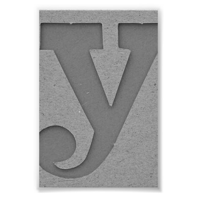 Alphabet Letter Photography Y3 Black and White 4x6 Photo Print (Front)