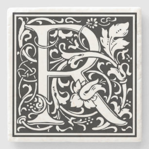 Alphabet Letter R Vintage Stone Coaster