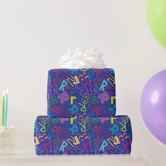 Alphabet Letter R Wrapping Paper - Blue (Party Gifts)