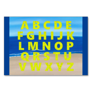 Alphabet Letter Tutorial Cards, Beach theme Table Number