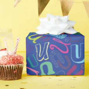 Alphabet Letter U Wrapping Paper - Blue