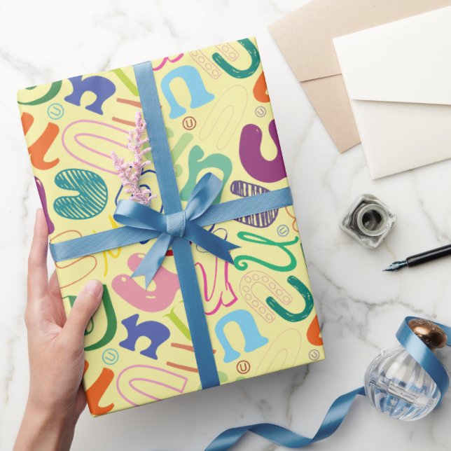 Alphabet Letter U Wrapping Paper - Yellow (Gifting)