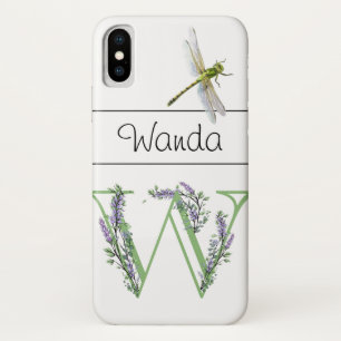 Alphabet letter W Lavender Eucalyptus Dragonfly Case-Mate iPhone Case