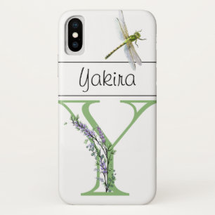 Alphabet letter Y Lavender Eucalyptus  Dragonfly Case-Mate iPhone Case
