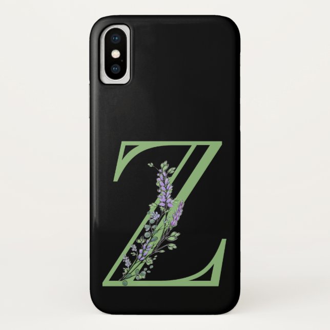 Alphabet letter  Z Lavender Eucalyptus Case-Mate iPhone Case (Back)