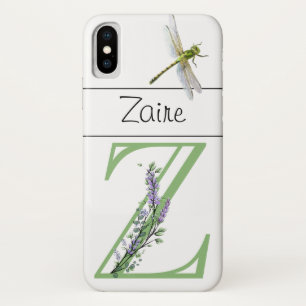 Alphabet letter  Z Lavender Eucalyptus Dragonfly Case-Mate iPhone Case