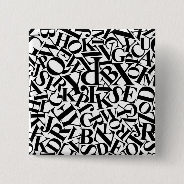Alphabet Letters 2 Inch Square Button (Front)