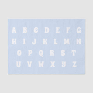 Alphabet Letters Abc pattern light blue white Tissue Paper