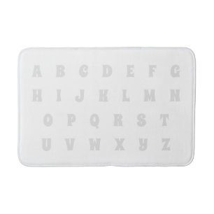 Alphabet Letters Abc pattern light grey white kids Bath Mat