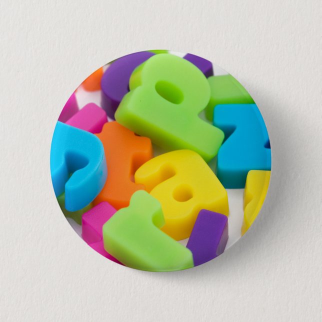 alphabet letters background badges 2 inch round button (Front)