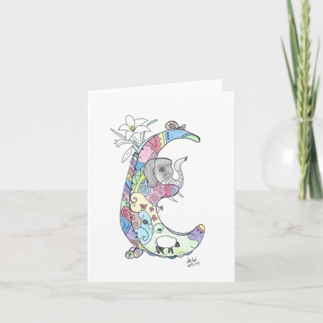 alphabet letters:  "E" Note Card (Front)