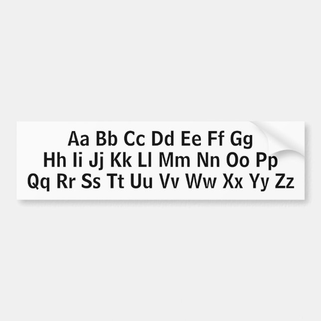 Alphabet Letters Learning Uppercase Lowercase ABCs Bumper Sticker (Front)