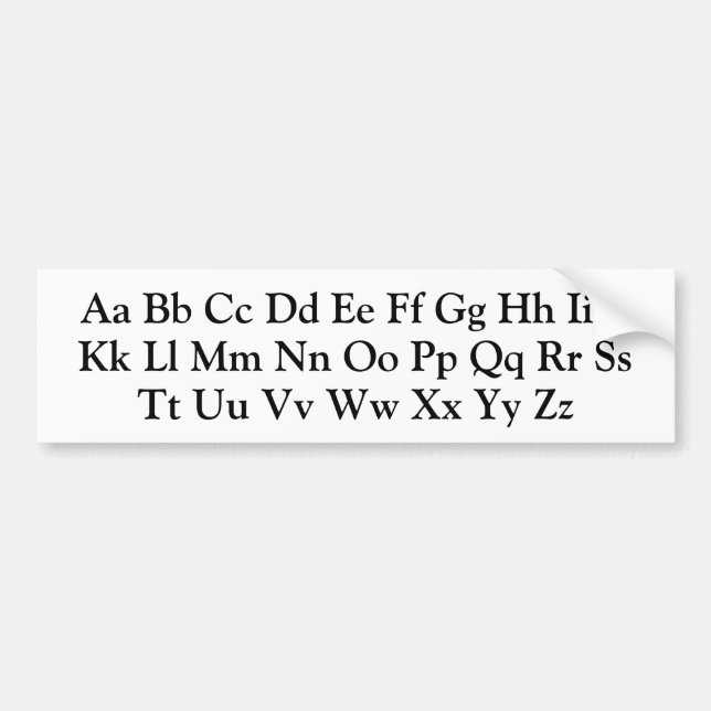 Alphabet Letters - Uppercase and Lowercase ABC's Bumper Sticker (Front)