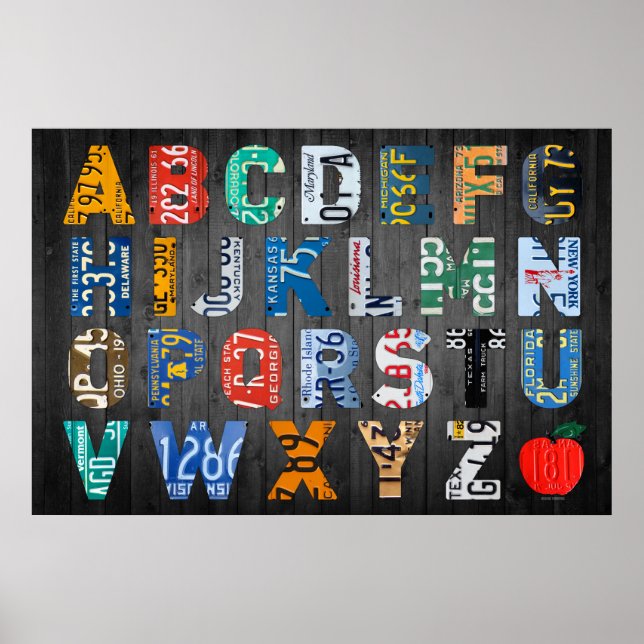 Alphabet License Plate Art Poster (Front)