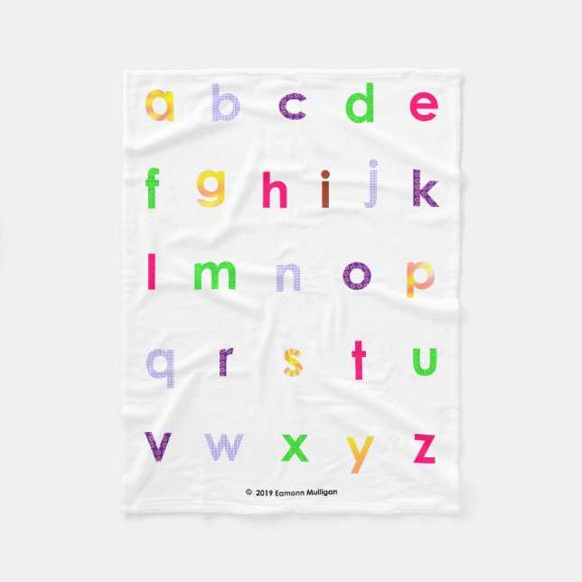 Alphabet Lower Case Letters Fleece Blanket (Front)