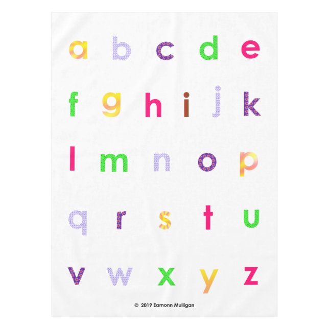 Alphabet Lower Case Letters Tablecloth (Front)