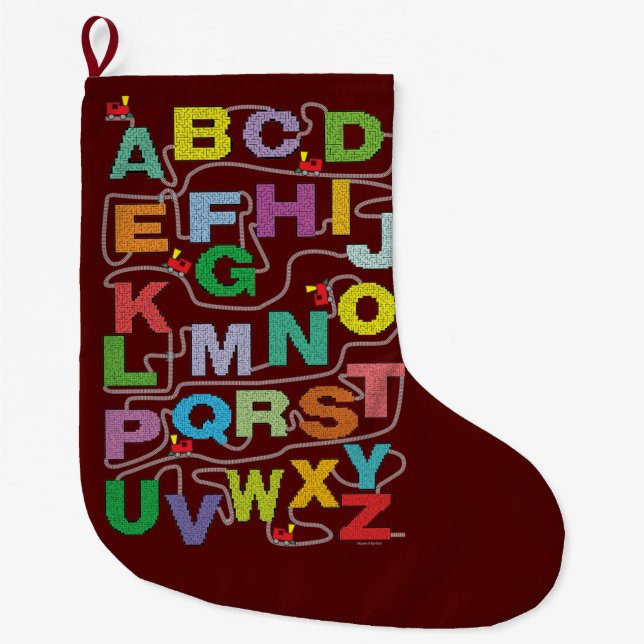 Alphabet Maze Puzzles Railroad Large Christmas Stocking (Front)