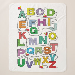 Alphabet Maze Puzzles Railroad Sherpa Blanket