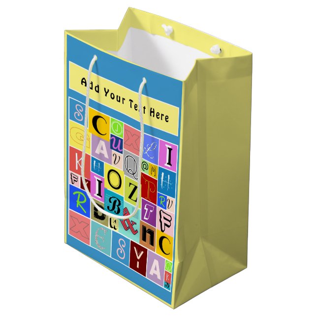 Alphabet Medium Gift Bag (Front Angled)