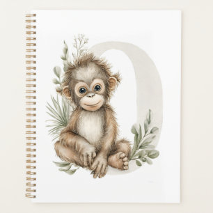 Alphabet mignon orang-outan bébé aquarelle