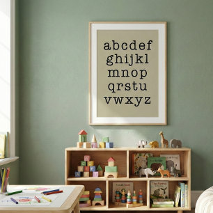 Alphabet Minimalist Typewriter Typography   Khaki Poster