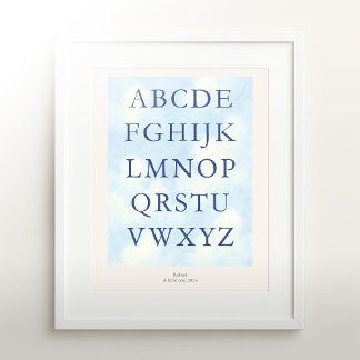 Alphabet – Navy Nursery ABC Wall Art (8x10)