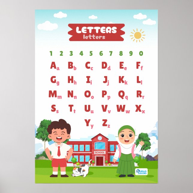 Alphabet & Numbers Educational Poster (Front)