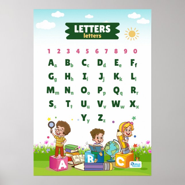 Alphabet & Numbers Educational Poster (Front)