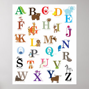 Alphabet Nursery Wall Art, original drawings Poster