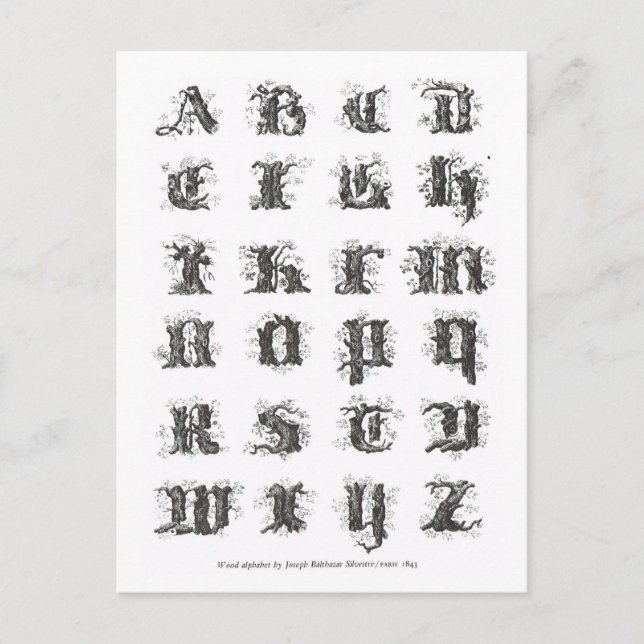 Alphabet Päris 1843 Postcard (Front)
